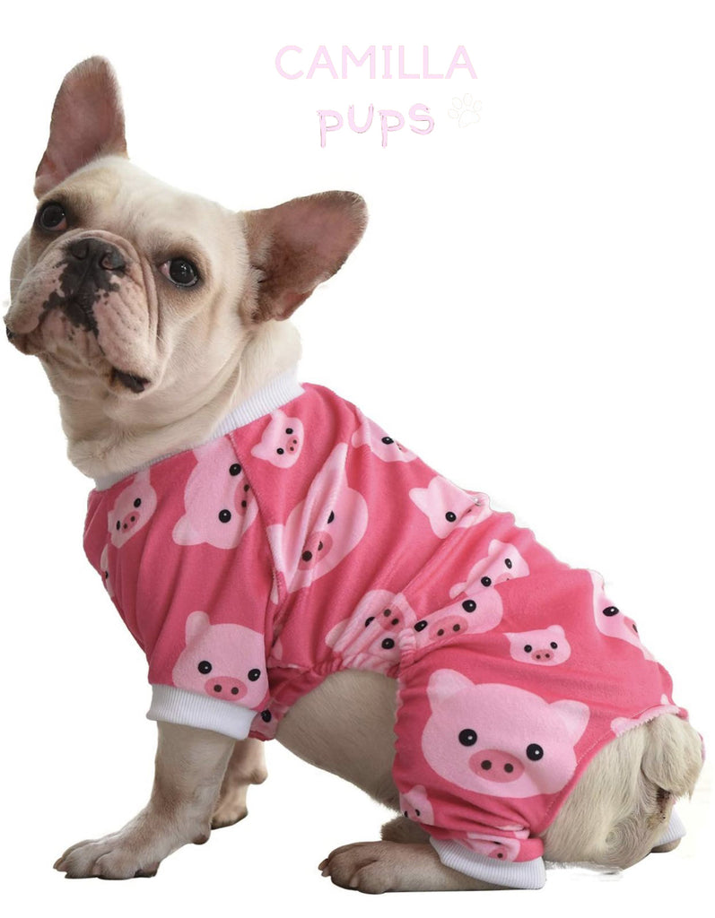 a bulldog wearing the pink Peppa piggy pajamas