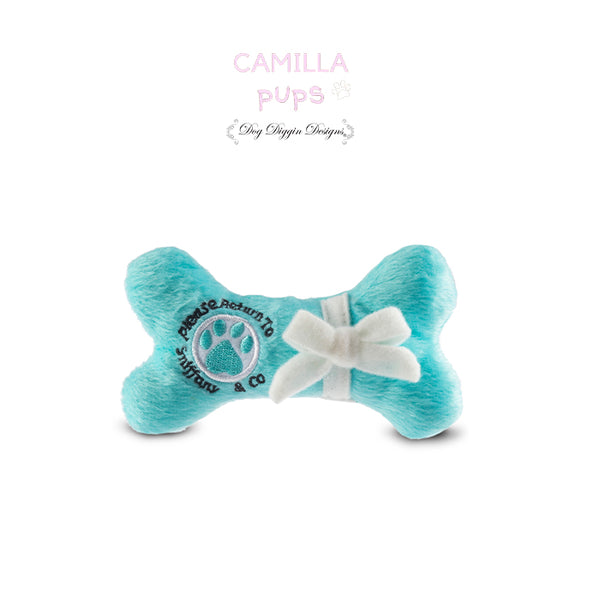 blue sniffing bone chew toy